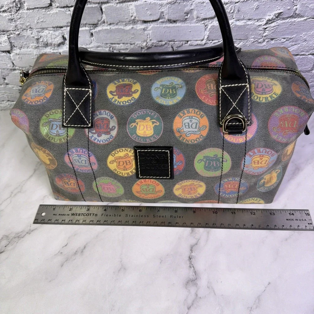 Vintage Dooney & Bourke Medallion Print Canvas/Leather‎ Satchel Handbag ❤️ NICE